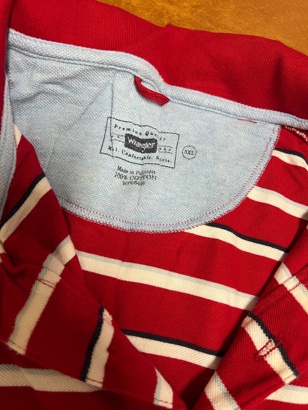 Wrangler Mens 3XL Red Striped Polo Short Sleeve Shirt #386