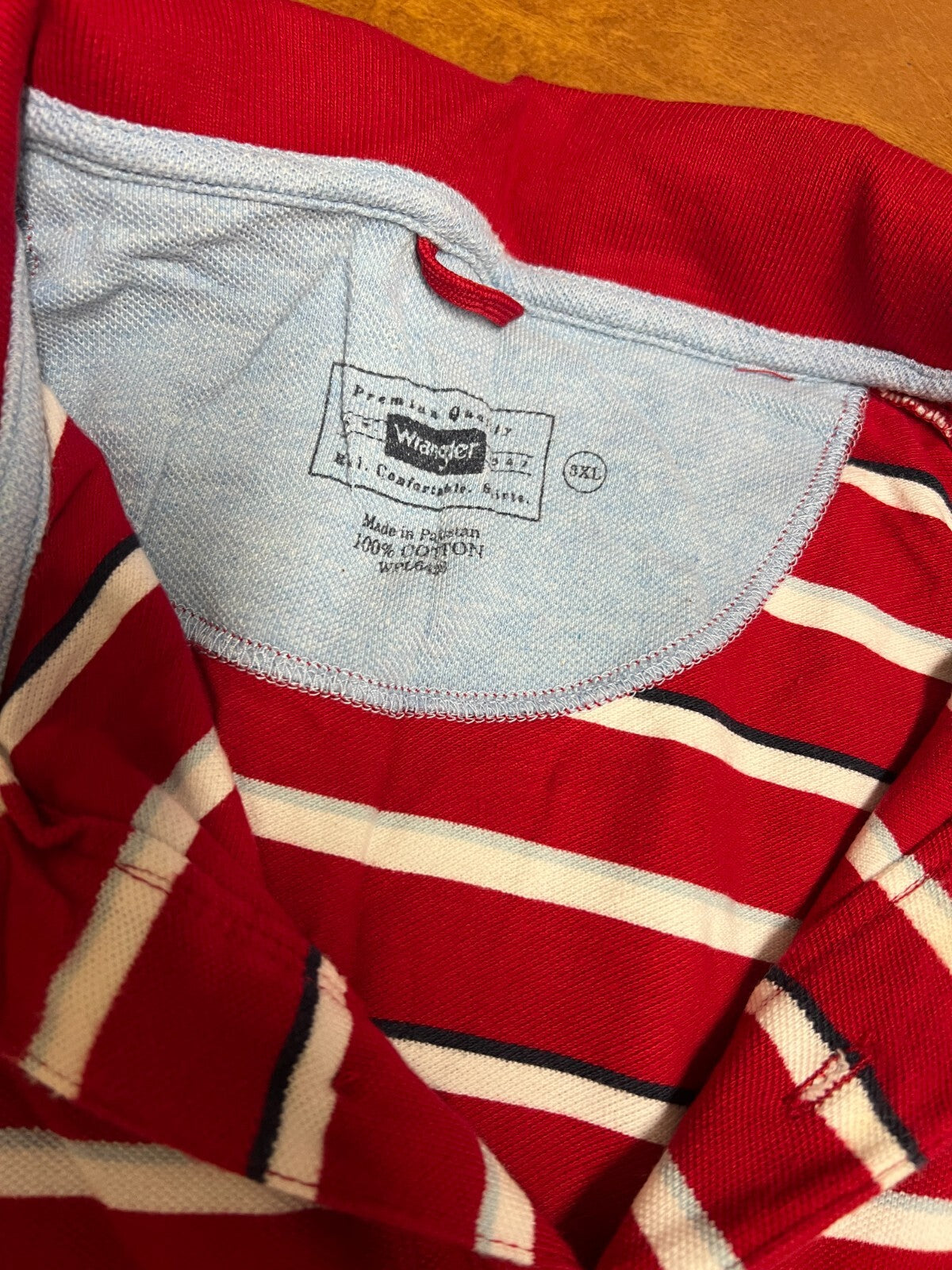 Wrangler Mens 3XL Red Striped Polo Short Sleeve Shirt #386