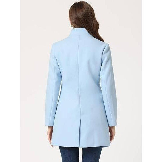 MSRP $92 Allegra K Women's Light Blue M Winter Overcoat Mid-Long Stan
