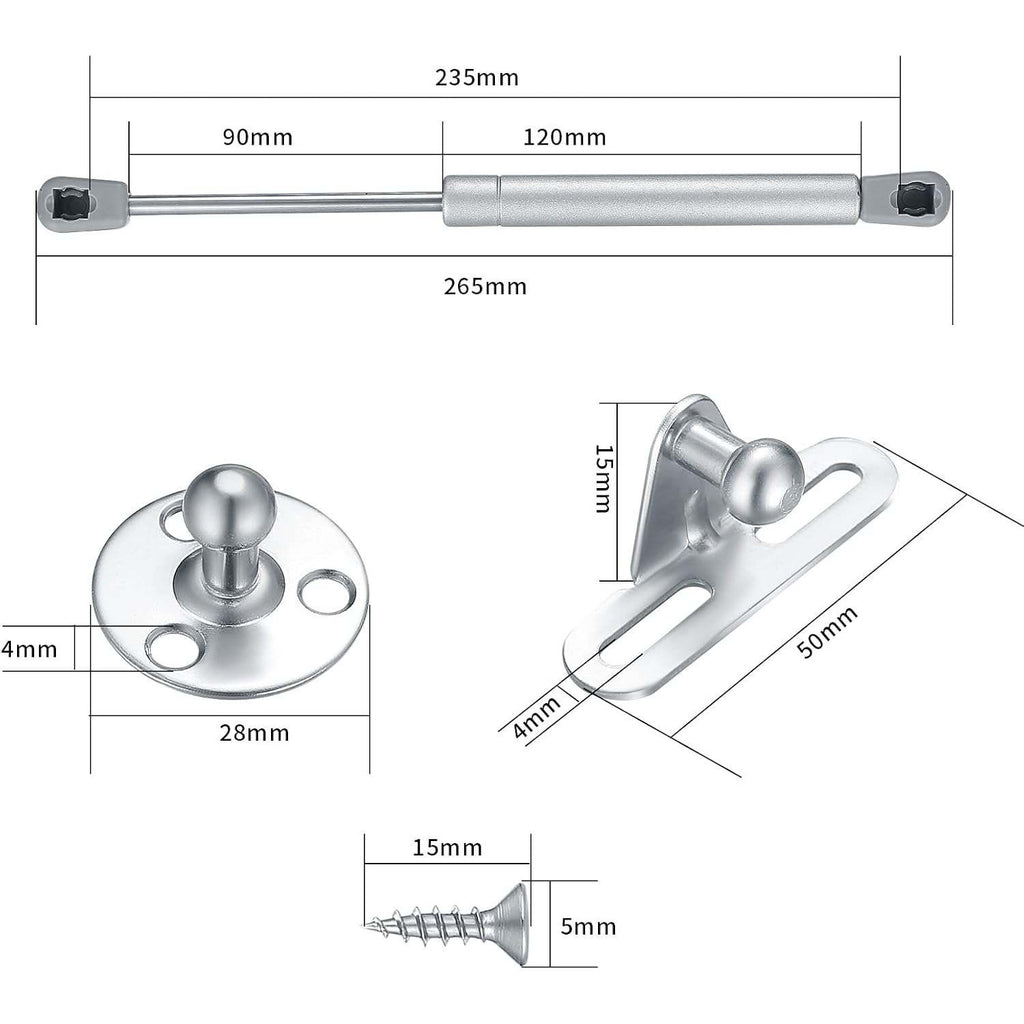 Set of 4 HexinYigjly Gas Springs Struts 100N 22.5LB Cabinet Door Lid Lift Suppo