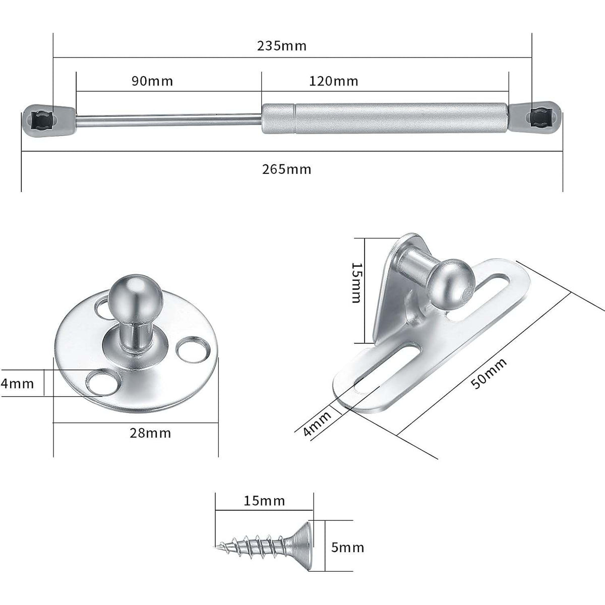 Set of 4 HexinYigjly Gas Springs Struts 100N 22.5LB Cabinet Door Lid Lift Suppo