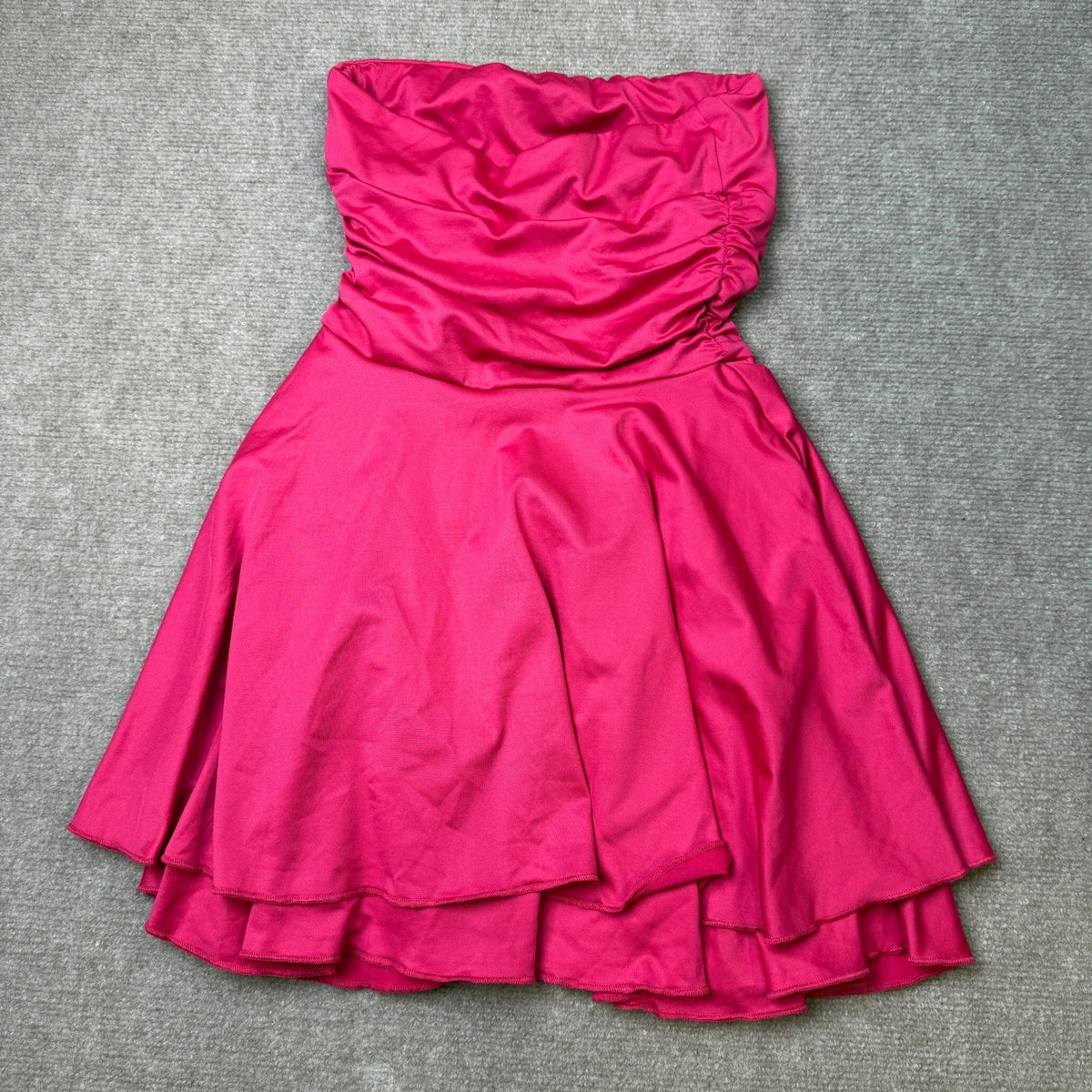 MSRP $49 ECHOINE Womens XS Rose Sexy Tube Top Silk Mini Dress Strapless Ruffle
