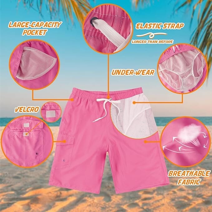 Small Mens Swim Trunks Swimming Trunks Swim Shorts Quick Dry 11 Inch with Mesh