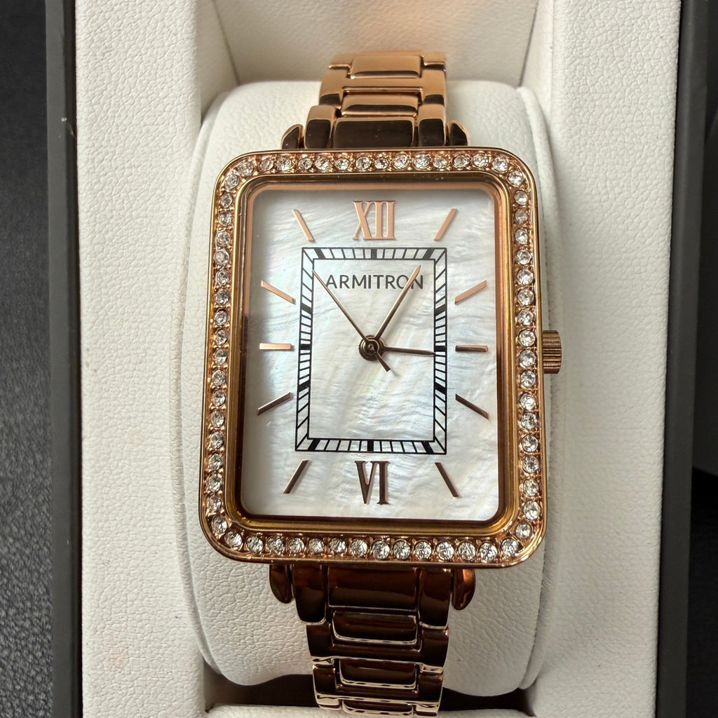 Armitron 75/5841RG Women's Crystal Accented Rose Gold Bracelet Watch New Batter