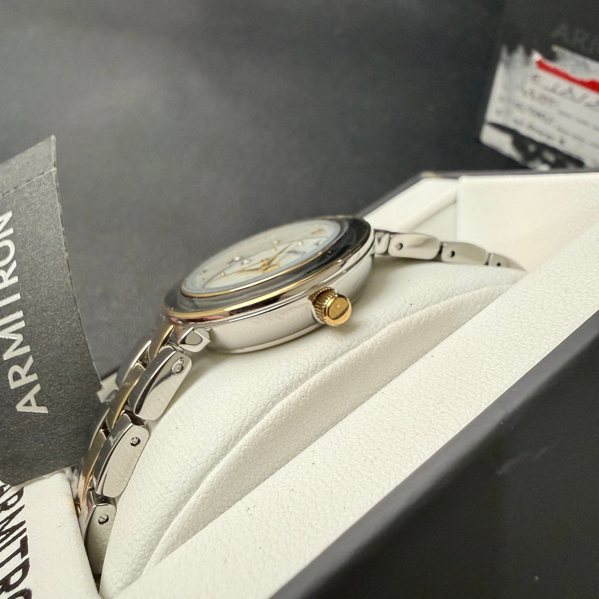 MSRP $70 Armitron 75/5927MPTT Women's Two Tone Bracelet Watch New Battery