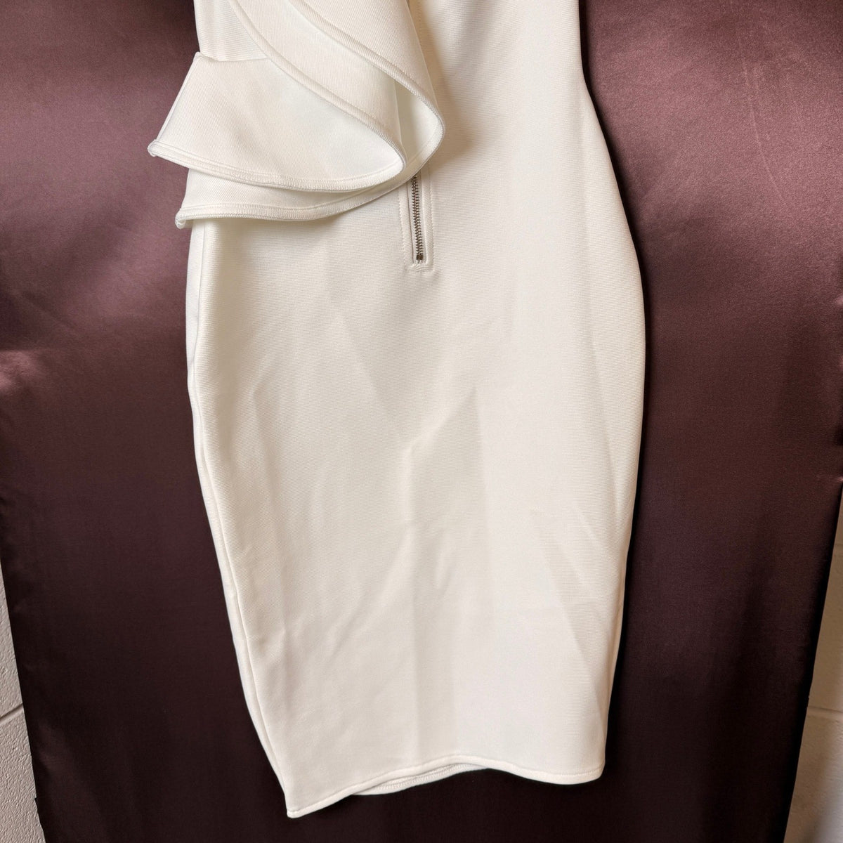 NWT UONBOX Women's S White One Shoulder Sleeveless Side Split Bandage Dress