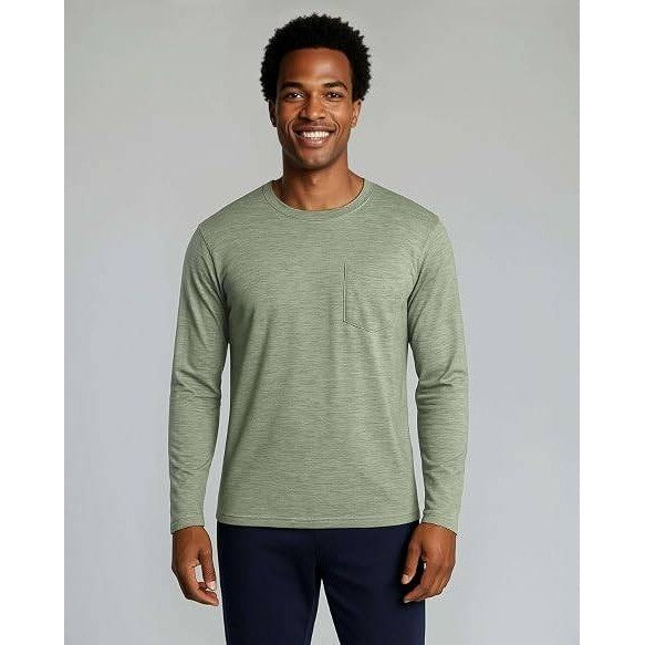 Set of 4 MSRP $39 Real Essentials Men's S Dry-Fit  Long Sleeve Pocket T-Shirt