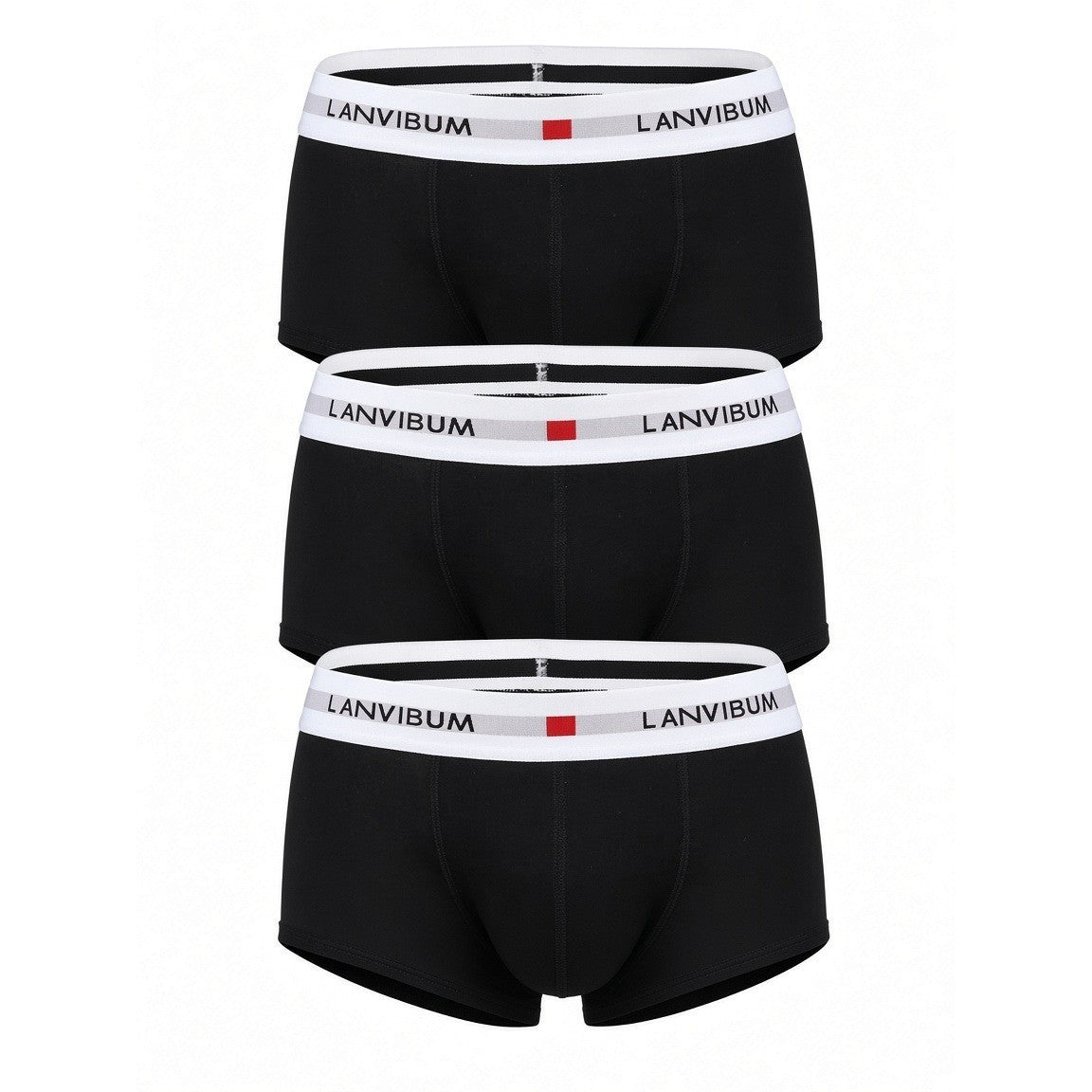 Pack of 3 Lanvibum Men's M, L Black Trunk Underwear Cotton Boxers Elastic