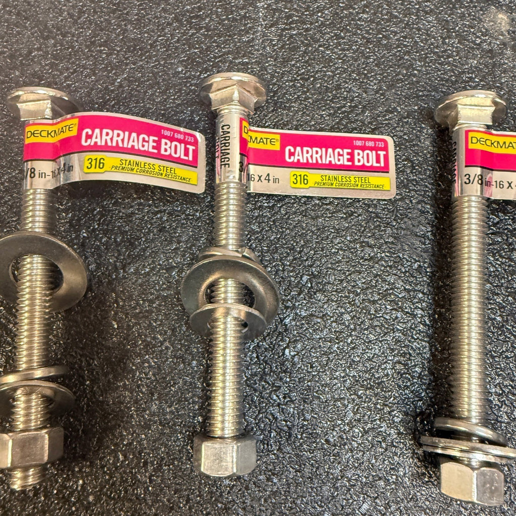 Lot of 4 Deckmate Carriage Bolt 3/8" - 16 x 4" 316 Stainless Steel 1007 680 733