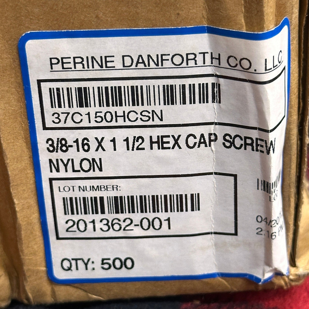 Pack of 500 Perine Danforth 3/8-16 x 1-1/2 Nylon Hex Cap Screws