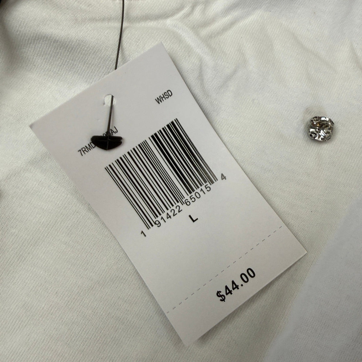 MSRP $44 RM Rebecca Minkoff Women's L White Embellished Short Sleeve Tee