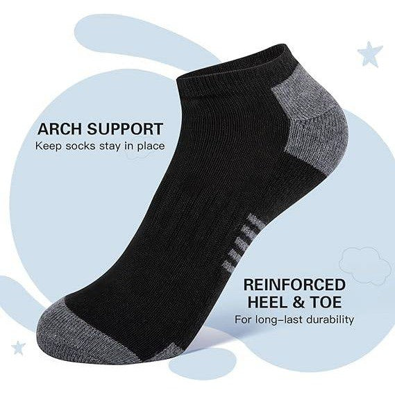 Set of 10 Comfoex Boy's 4-7Y Socks Low Cut Ankle Socks Athletic With Cushioned