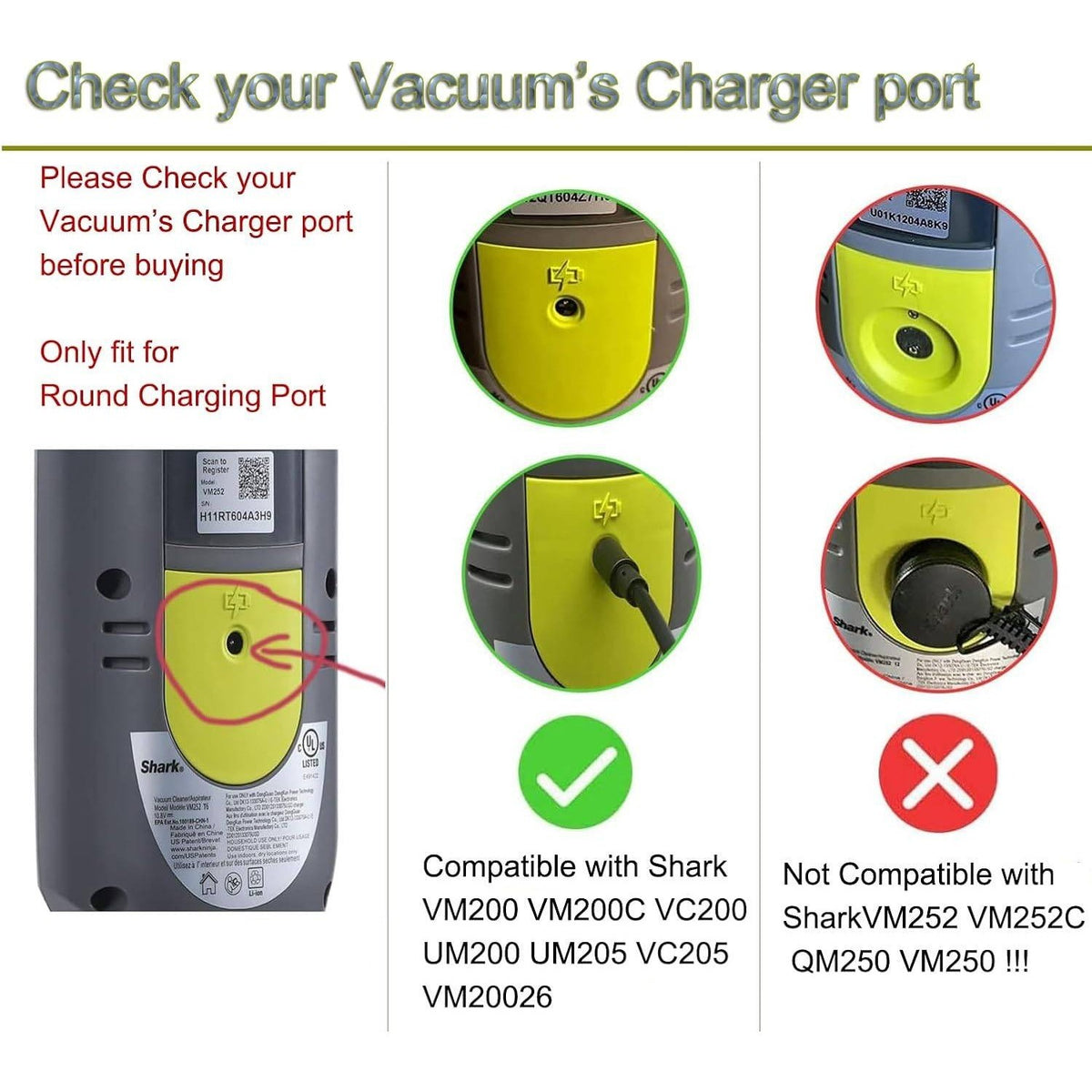 Charger for Shark VM200 VACMOP 10.8V Li-ion 6.5Ft Cordless Floor Vacuum