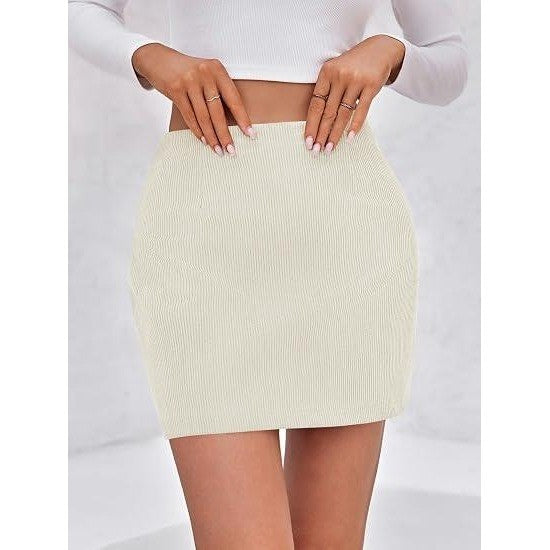 MSRP $35 Wenrine Women's S Beige Corduroy Mini Skirt High Waisted A-line Short