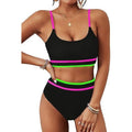 MSRP $43 BMJL Women's Black S High Waisted Bikini Ribbed Two Piece Swimsuit Hi