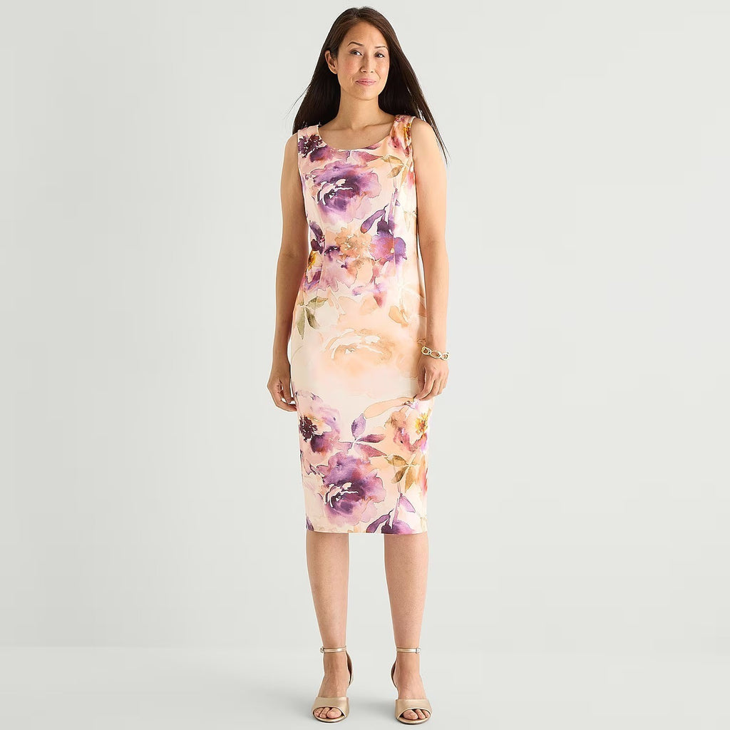 MSRP $94 Maya Brooke Womens 2 Piece Sz 6 Lavender Cream Floral Jacket Dress