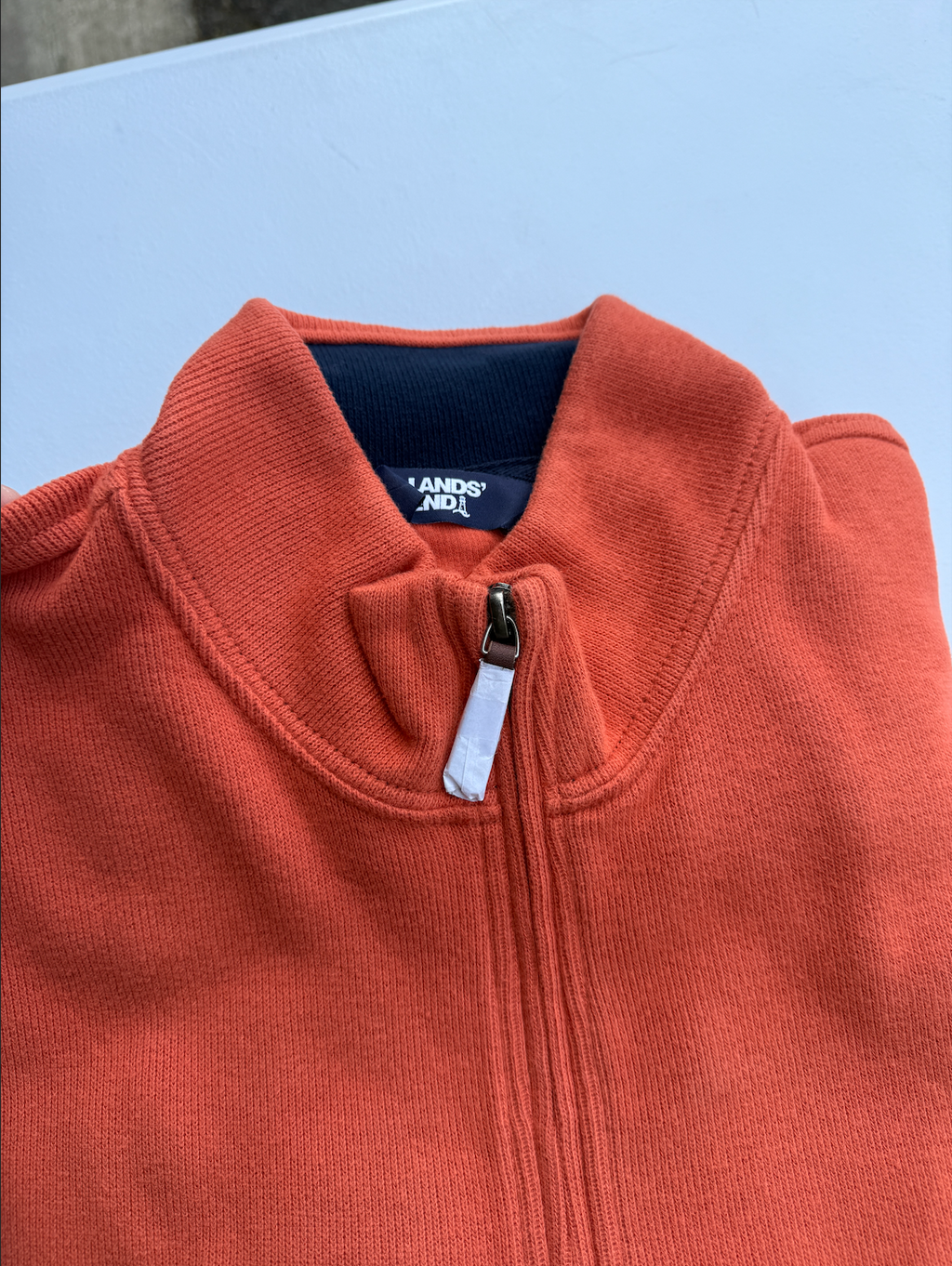 Lands’ End Men's S Bedford Rib Sweater Quarter Zip LS Spiced Apricot 447688