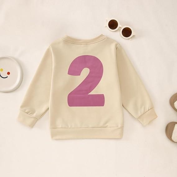 MSRP $20 KEKEMI Toddler Girl 2T Beige Birthday Sweatshirt I'M TWO CUTE Birthday