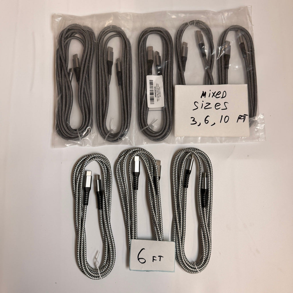 Lot of 8 USB C to USB C Fast Charging Braided Cables 60W 3ft 6ft 10ft Type C Co
