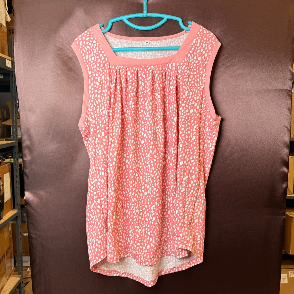 Summer Women's XXL Tank Top Loose Fit Square Neck T-Shirt Cute Sleeveless Tunic