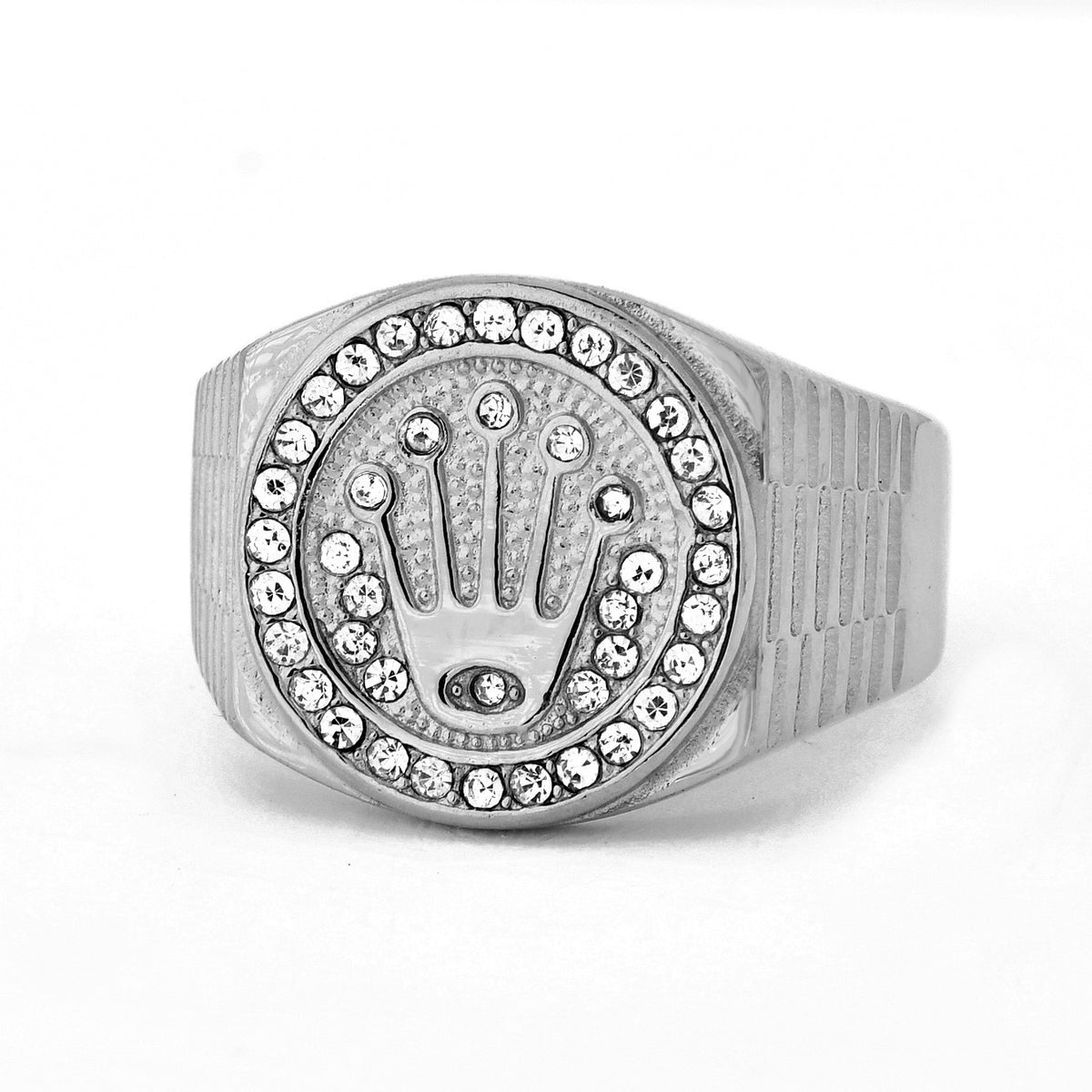 Rapper Crown Ring Men's Hip-Hop Party Nightclub Titanium Steel Jewelry Size 8-13