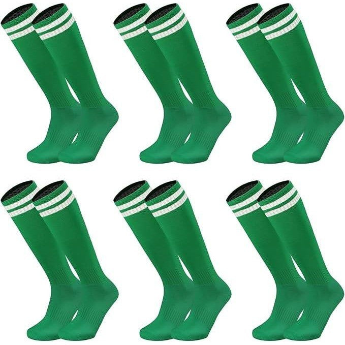 MSRP $26 Ultrafun 6 Pairs Kids Youth 6-12Y Soccer Socks Solid Striped Knee H