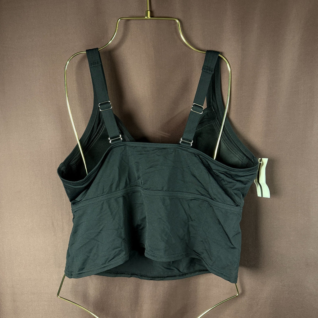 Lands' End Women's 14, 16-22W LONG Black V-Neck Wrap Midkini Top  This item is c