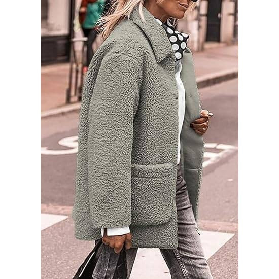 MSRP $78 PRETTYGARDEN Women's Gray L Winter Faux Fur Coats Long Sleeve Lapel B