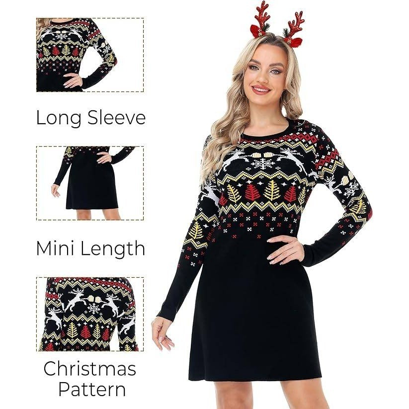 MSRP $38 Magrank Women's M Christmas Ugly Sweater Dress Long Sleeve Knit Pullov