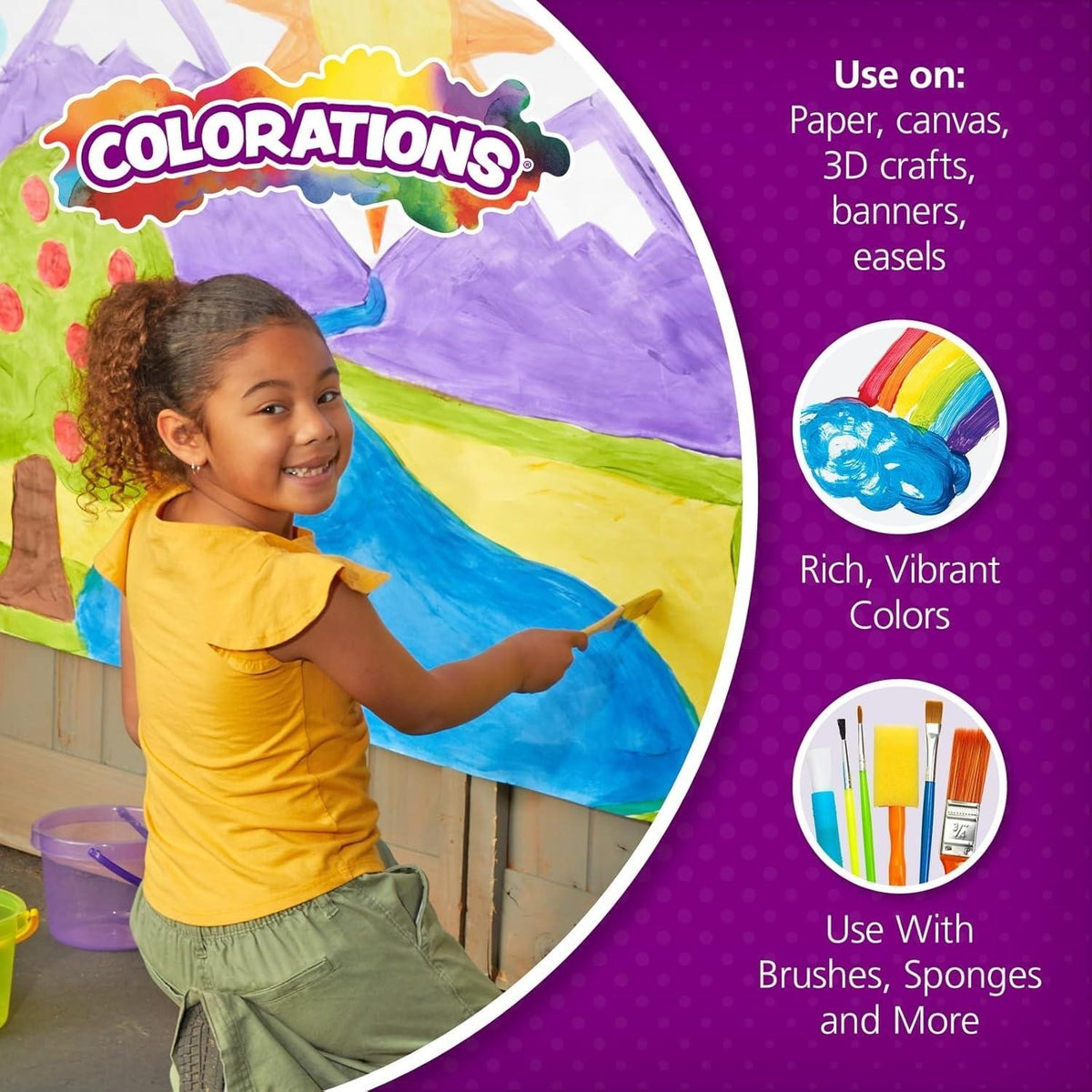 Set of 6 Colorations Paraben-Free Fluorescent Simply Washable Tempera Paint 8 o