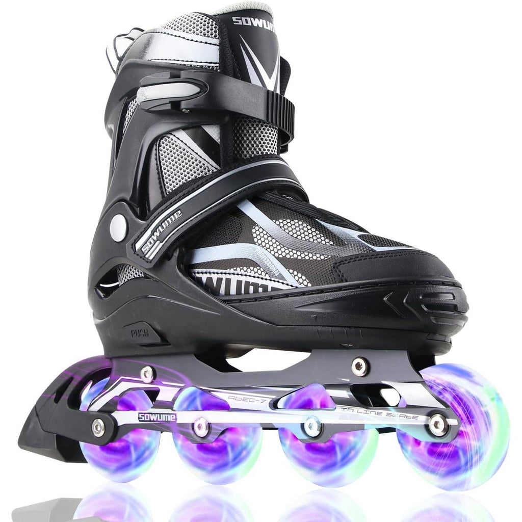 Sowume Black Sz S Adjustable Inline Skates for Little Kids Girls and Boys, Rol