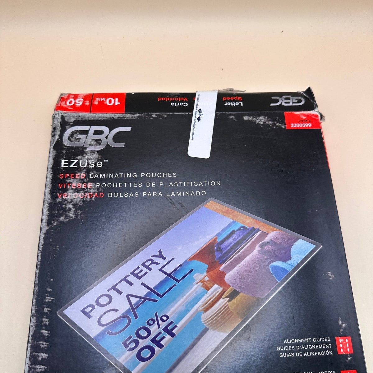 Pack of 50 GBC 3200599 EZUse Thermal Laminating Pouches 11.5"x9" 10 Mil DAMAGED
