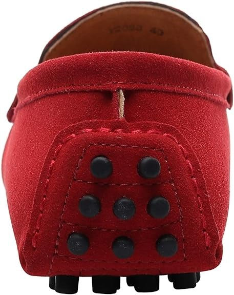 Santimon Mens US 7,9.5 Red Moc Toe Suede Penny Loafers Casual Shoes