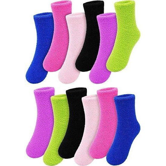 Set of 12 Winterlace Women's Fuzzy Socks Cozy Winter Warm Plush Soft Fluffy