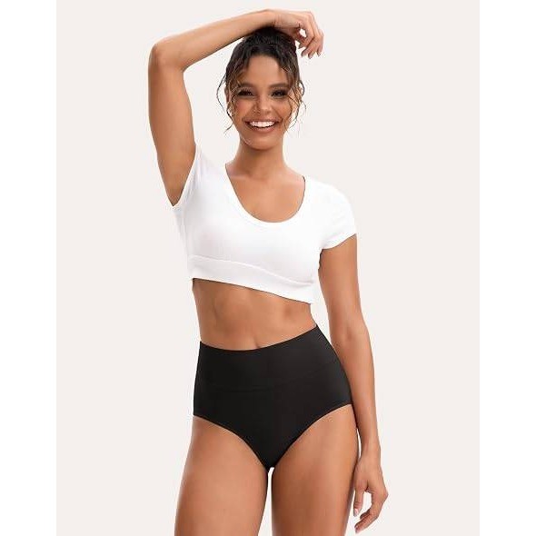 Pack of 5 MSRP $32 INNERSY Womens XL Black High Waisted Underwear Cotton Panties