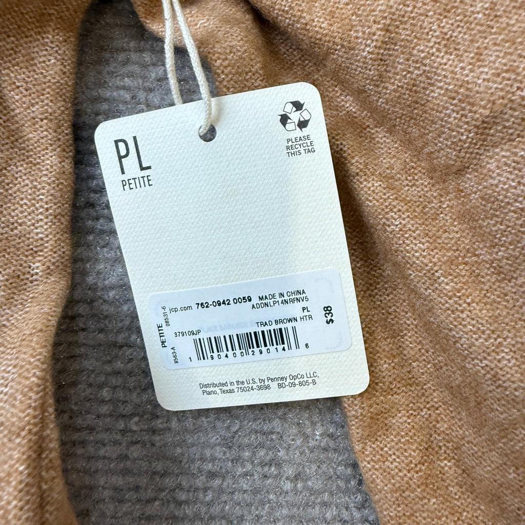 MSRP $38 A.N.A Womens L Petite Heather Brown Crew Neck Button Cardigan Long S
