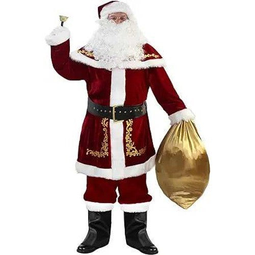 ABALAGU Men's 2XL Deluxe Santa Claus Suit 12 PCS Christmas Adult Costume