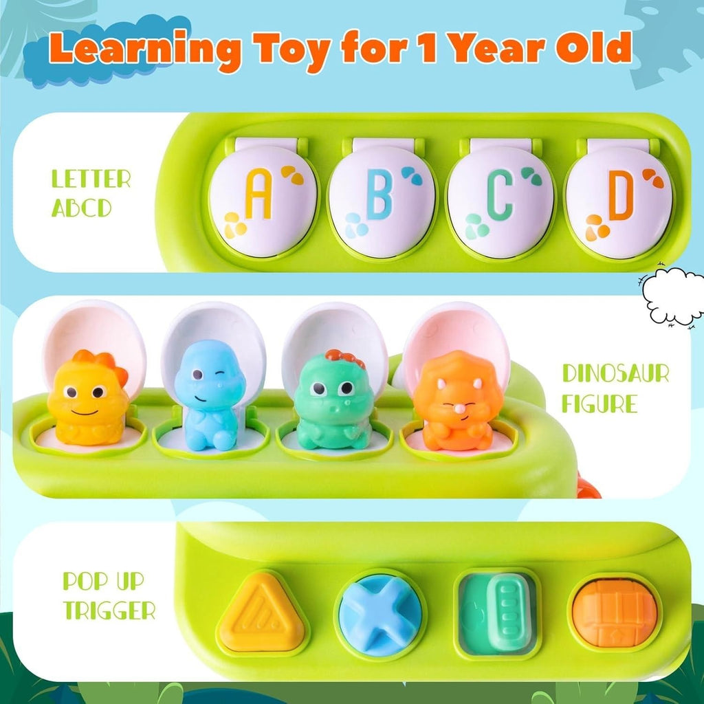 Cause and Effect Pop Up Green Dinosaur Land Baby Toy 12m+ Sensory Early Learnin