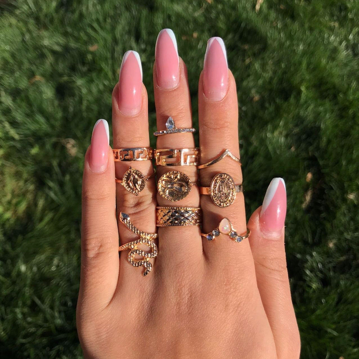 10 pcs Gold Ring Set, Boho Ring Set, Snake Ring, Stackable Rings for Women