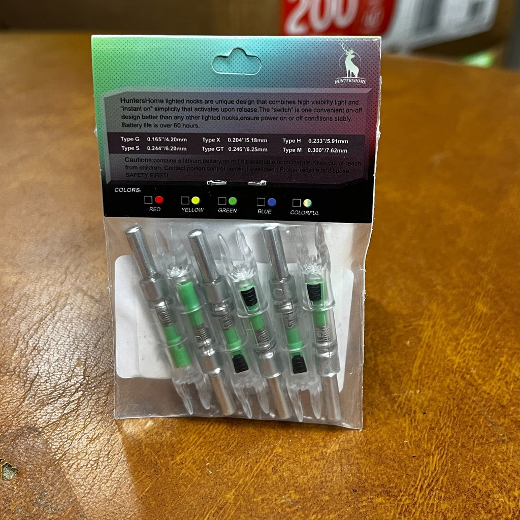Pack of 6 GT LED Lighted Nocks for Arrows 0.246"/6.25mm On/Off Switch Included