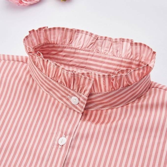 NIDMIDO Women Ruffle Mock Neck Detachable Half Blouse Shirts Fake Collar Dickey