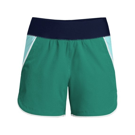 Lands' End Women's 18, 10 LONG 5" Quick Dry Elastic Waist Board Shorts Swim C