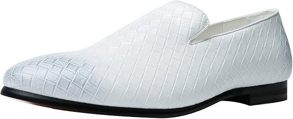 Santimon Men's US 7, 8.5 White Woven Smoking Loafers Lightweight Walking Shoes