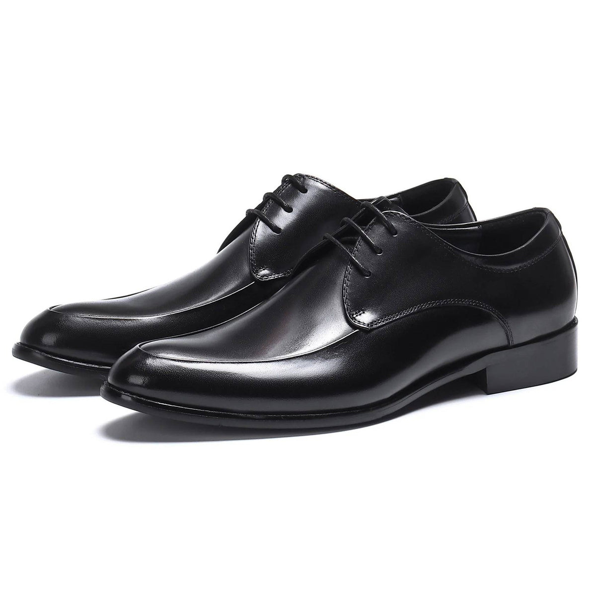 Santimon Men's US 8.5 Black Leather Formal Derby Lace Up Dress Shoes