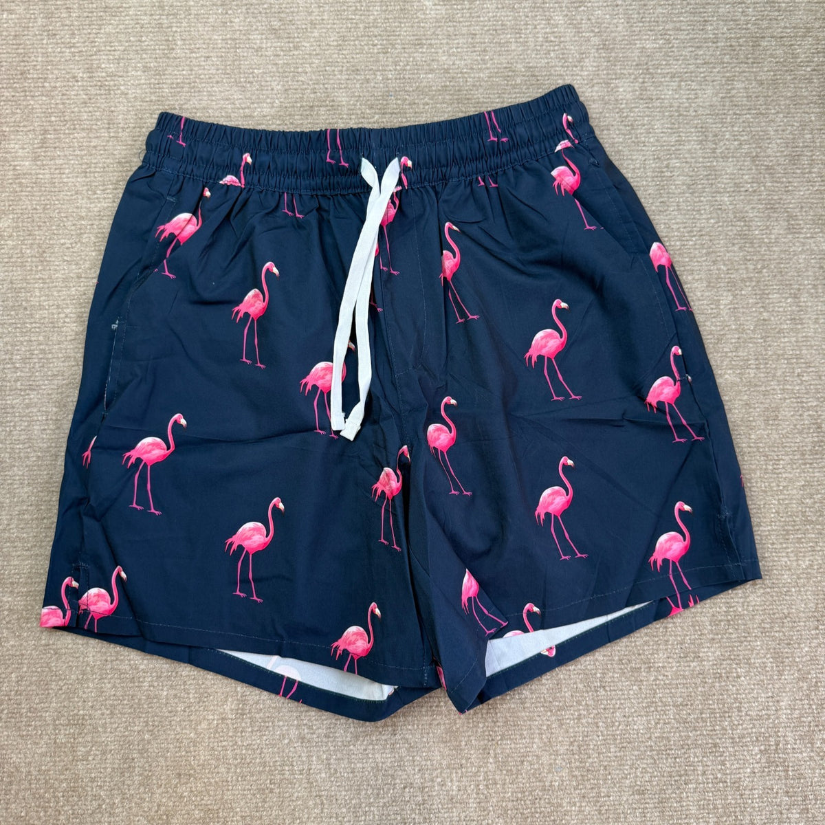 Men's S- L Flamingo Swim Trunks Mesh Lining Quick Dry With Pockets Beach Shorts