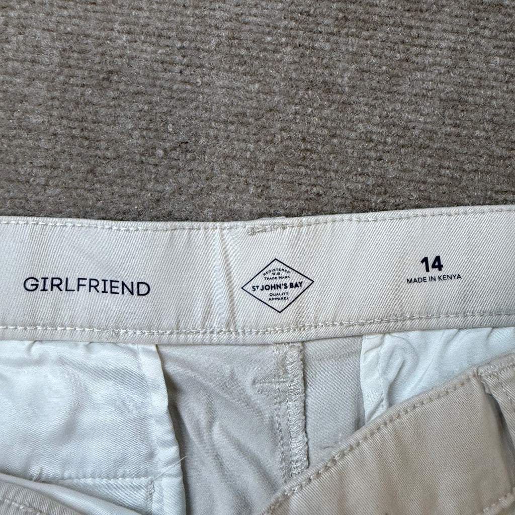 MSRP $44 St. John's Bay Women's 14 Moonbeam Relaxed Fit Girlfriend Chino Pants