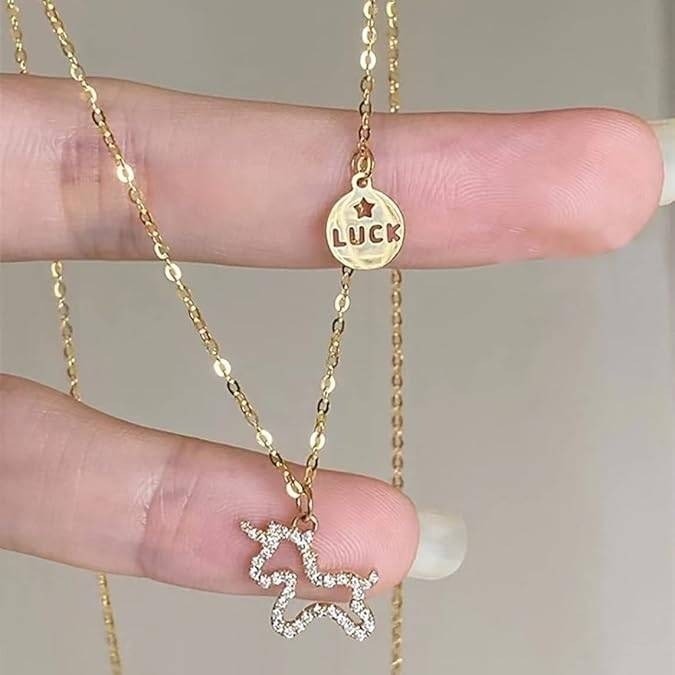 Necklaces for Women Temperament Clavicle Chain Choker w/ Unicorn Pendant Plate