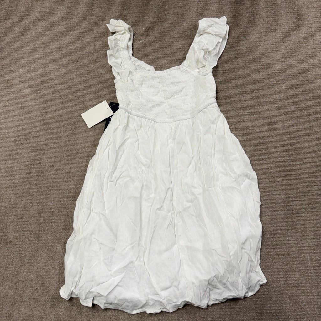 MSRP $64 As U Wish Womens Juniors S White Babydoll Dress Sweetheart Neck Short