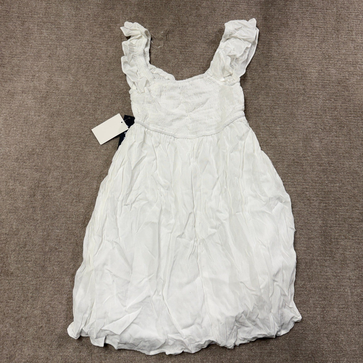 MSRP $64 As U Wish Womens Juniors S White Babydoll Dress Sweetheart Neck Short