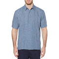 MSRP $60 Cubavera Chambray Mens L Dress Blues Pintuck Button Down Shirt Short